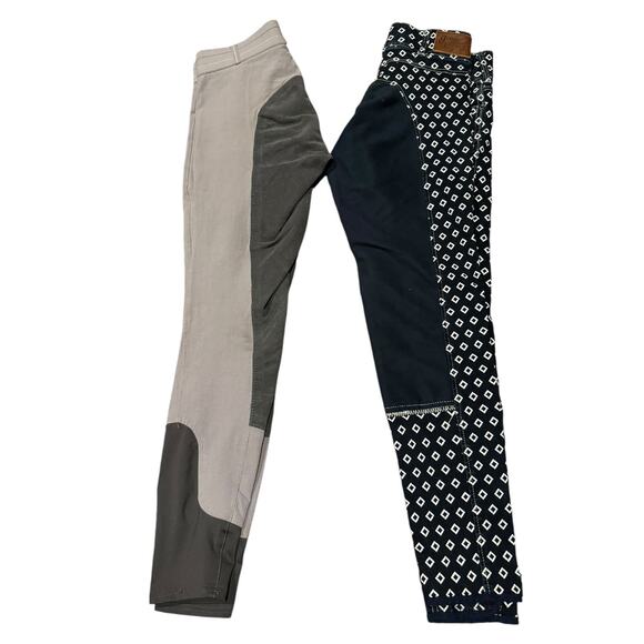 Goode Rider blue denim with white print & Horze gray breeches bundle size 28 R - Picture 1 of 16